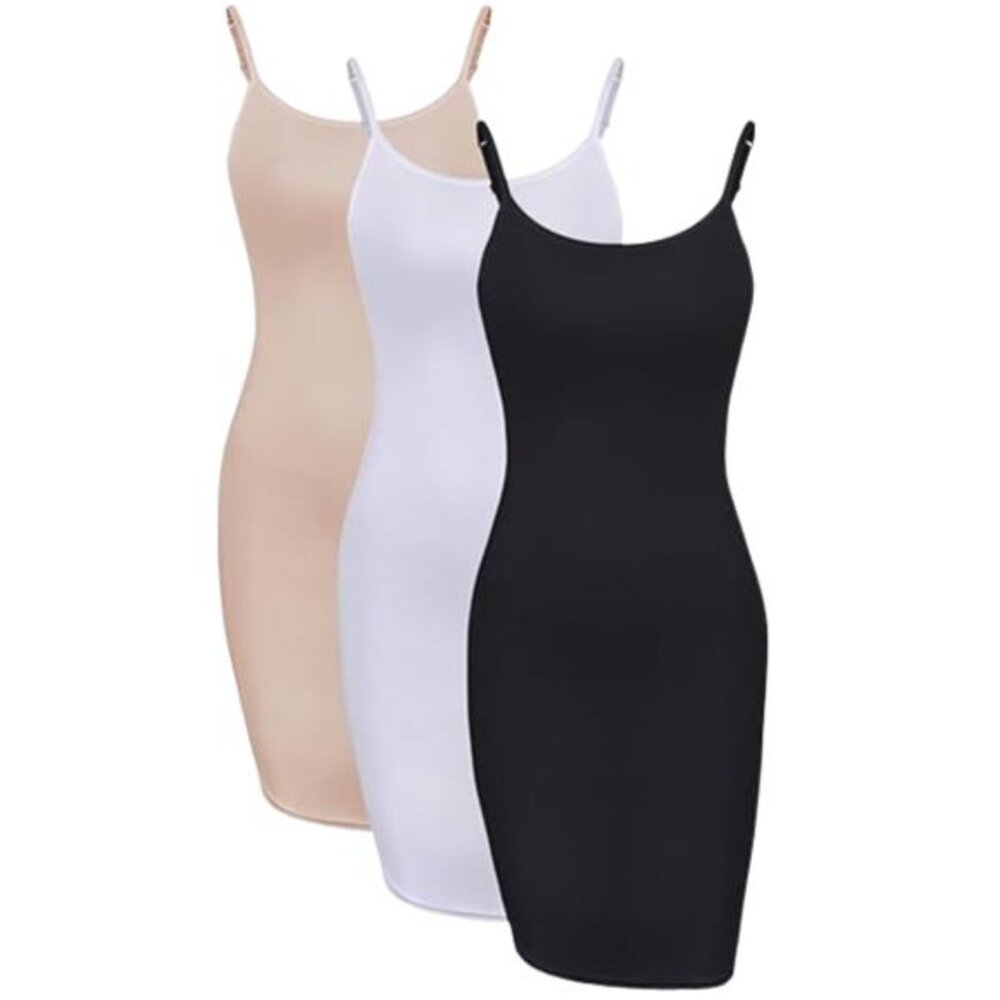 WILLBOND 3-Pack Women's Long Cami Tank Dresses with Strap Multicolor Large